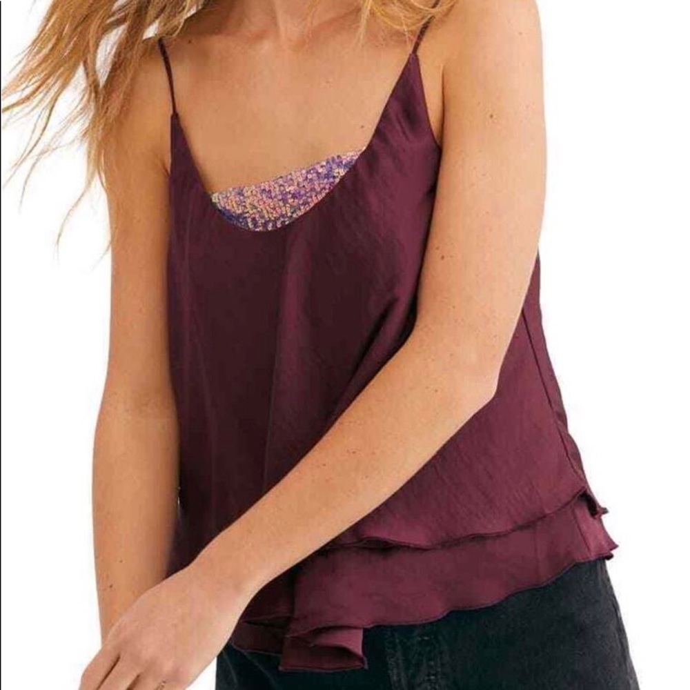 NWT free people sequin silky tank top size large